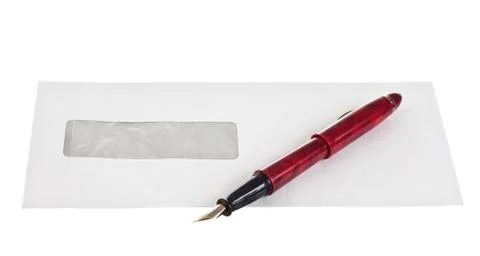 Stack of mail envelopes and a pen Stock Photos