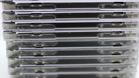 Stack of many CD ROM cases on white background Stock Footage 294448726