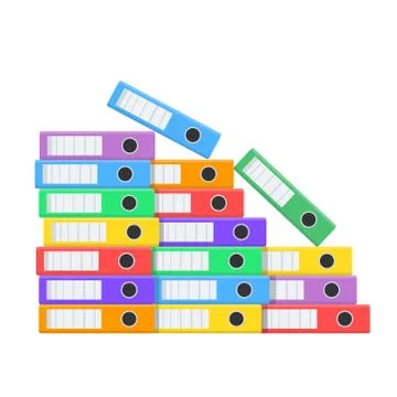 Stack of many color document folders for design on white, stock vector illust Stock Illustration