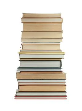Stack of many different books isolated on white Stock Photos