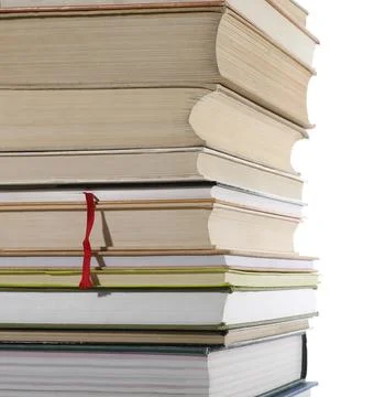 Stack of many different books isolated on white Stock Photos
