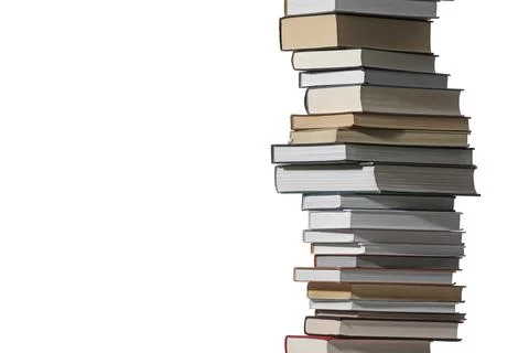 Stack of many different books isolated on white 스톡 사진