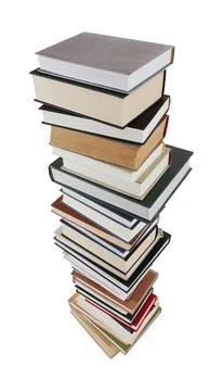 Stack of many different books isolated on white 库存照片
