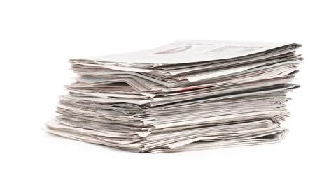 Stack of many newspapers isolated on white Stock Photos