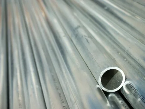 Stack of Many Pipes at the Construction Site Stock Photos