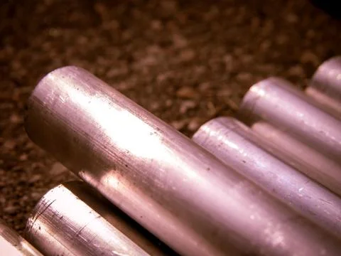 Stack of Many Pipes at the Construction Site Stock Photos