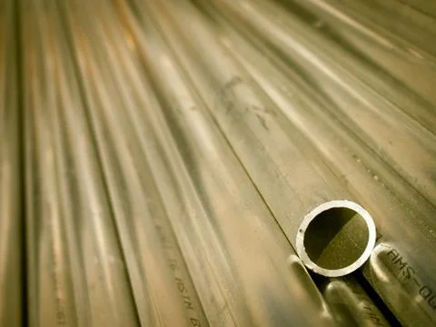 Stack of Many Pipes at the Construction Site Stock Photos