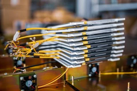 Stack of matrix for TFT displays and details in workshop Foto stock