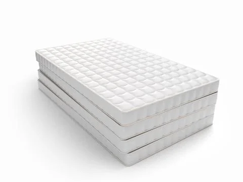 Stack of mattresses isolated on white background Illustrazione stock