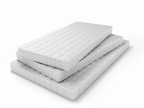 Stack of mattresses of various sizes isolated on white background Stock Illustration