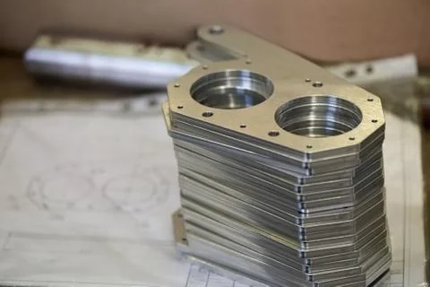 Stack of metal parts. Stockfoto's
