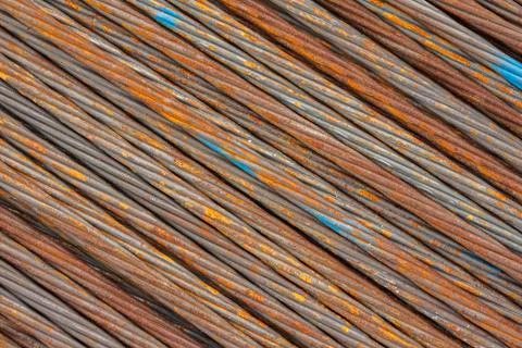 Stack of the metal rusty or steel rod Foto stock
