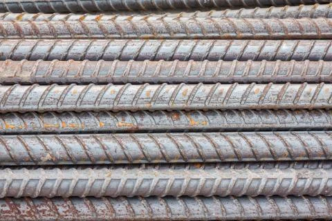 Stack of the metal rusty or steel rod Stock Photos