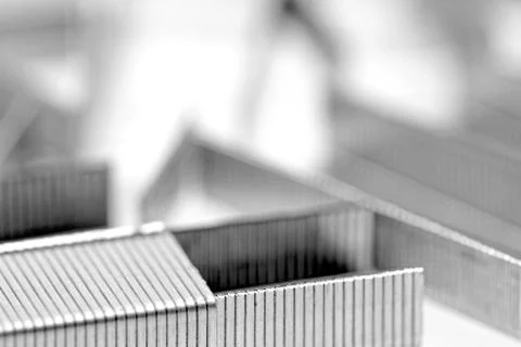 Stack of metal staples. Isolated Stock Photos