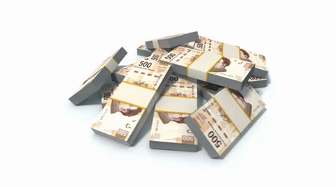 Stack of Mexican peso bills. Stock Footage 39394597