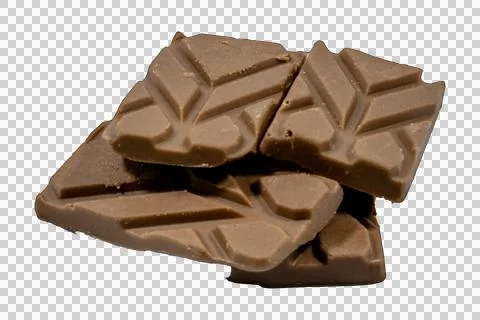 Stack of milk chocolate pieces with a geometric tire tread pattern embossed.. Stock Photos
