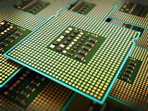 Stack of modern CPUs. 3D illustration Stack of modern micro processors. 3D... 스톡 사진