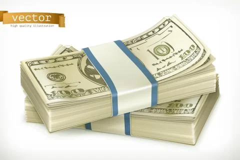 Stack of money. 3d vector icon Stock Illustration