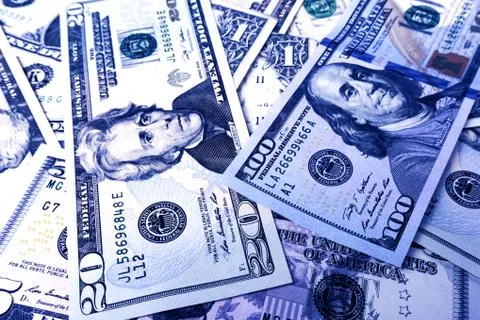 A stack of money. Background of money. dollars pile as background. Stock Photos