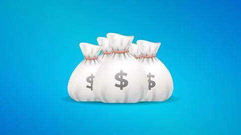Stack of Money Bags on Blue Background Stock Illustration