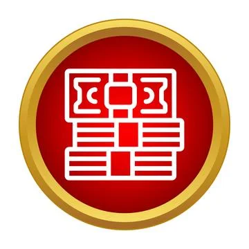 Stack of money banknotes in red button icon Stock Illustration