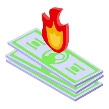Stack of money is burning in fire inflation concept Stock Illustration