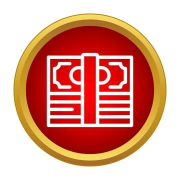 Stack of money cash icon on red button Stock Illustration