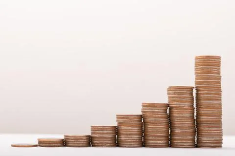 Stack money coin. Money laundering. Business Growth concept. Coins stack. Stock Photos