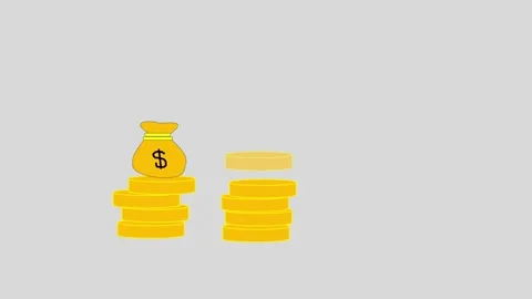 Stack of money Coins, Growing. Saving or Profit Increasing. 2d Animation Stock Footage 288443714