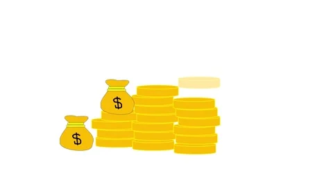 Stack of money Coins, Growing. Saving or Profit Increasing. 2d Animation Stock Footage 288443737