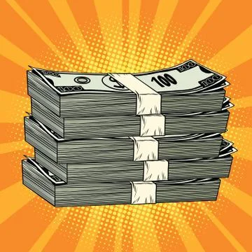 Stack of money dollar pop art retro イラスト素材