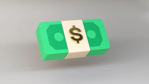 Stack of Money with Dollar Sign. Saving Money Concept. 3D Render. Illustrazione stock