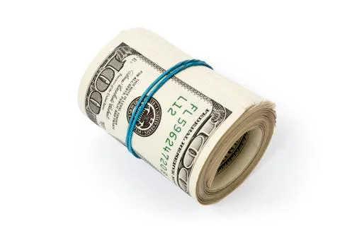 Stack of money dollars isolated on white Stockfoto's