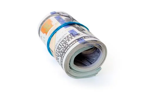 Stack of money dollars isolated on white Stock Photos