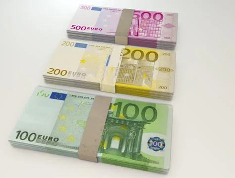Stack of money. Euro 100 200 500 Stock Illustration