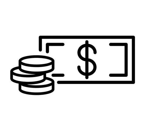 Stack of money flat icon. Dollar pictogram for web. Line stroke. Cash isolate Stock Illustration