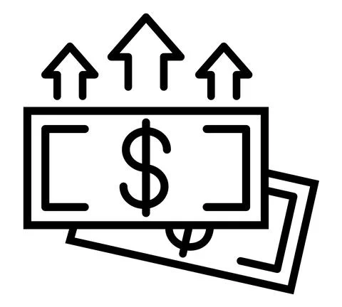 Stack of money flat icon. Dollar pictogram for web. Line stroke. Cash isolate Stock Illustration