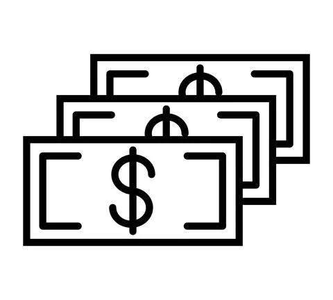 Stack of money flat icon. Dollar pictogram for web. Line stroke. Cash isolate Stock Illustration