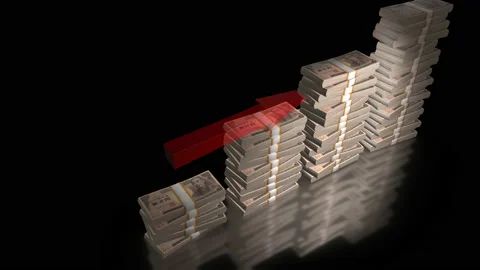 Stack of money growth chart animation Stock-Footage 220774494