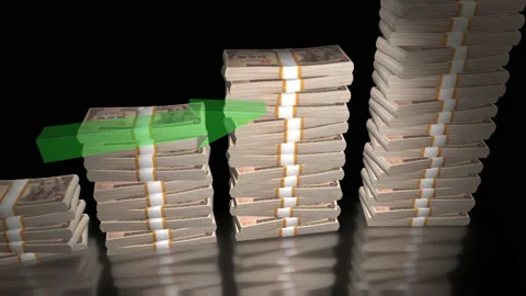 Stack of money growth chart animation Stock Footage 220774878