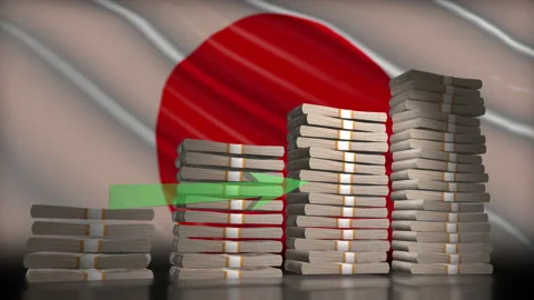 Stack of money growth chart animation Stock Footage 220775329