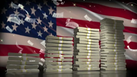 Stack of money growth chart animation Stock Footage 220775396