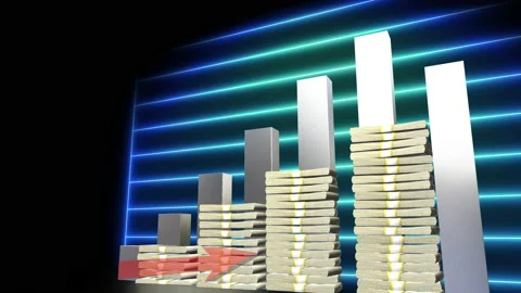 Stack of money growth chart animation Stock Footage 221287424
