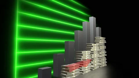 Stack of money growth chart animation Stock Footage 221287425