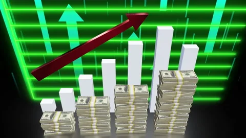 Stack of money growth chart animation Stock Footage 221287462