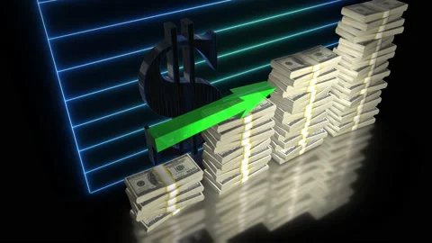 Stack of money growth chart animation Stock Footage 221287798