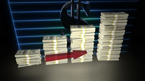 Stack of money growth chart animation Stock Footage 221287827