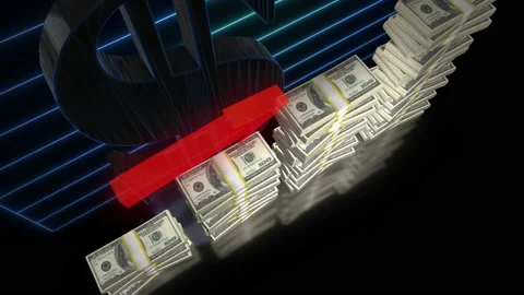Stack of money growth chart animation Stock Footage 221287868