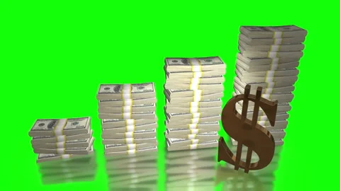 Stack of money growth chart animation Stock Footage 221288129