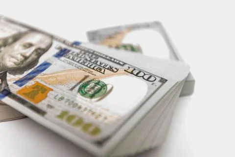 Stack of money in hundred dollar banknotes Foto stock